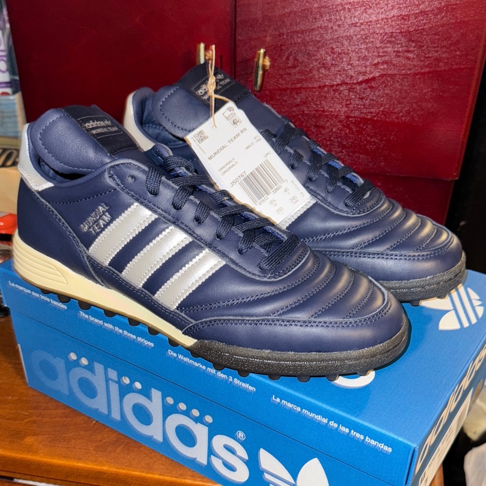 adidas Mens Navy Blue and Silver Sneakers